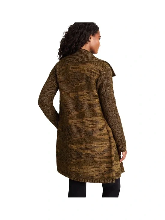 PureJill by J. Jill Open Front Rib Textured Intarsia Cardigan Sweater NWT Size L - Picture 2 of 8